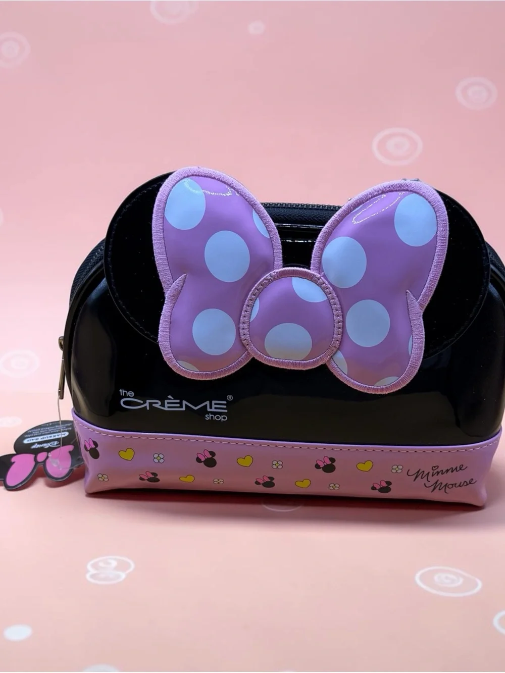The Crème Shop Minnie Mouse Black & Pink Bow Cosmetic Bag